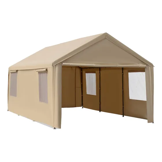 Toldo De Uso Rudo 6x3 Mts Carpa Para Auto Fiestas Eventos Color Beige