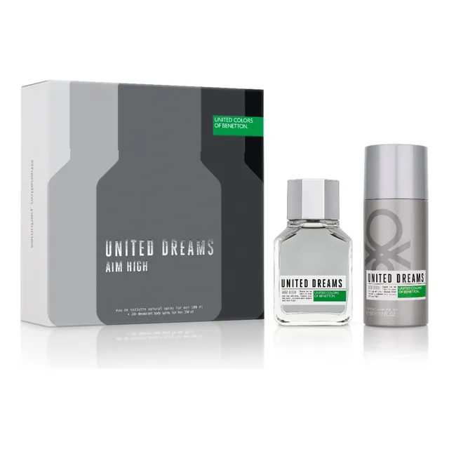 Set Regalo Benetton Perfume Hombre United Dreams Aim High EDT 100ml + Desodorante 150ml EDT 1 ml para hombre