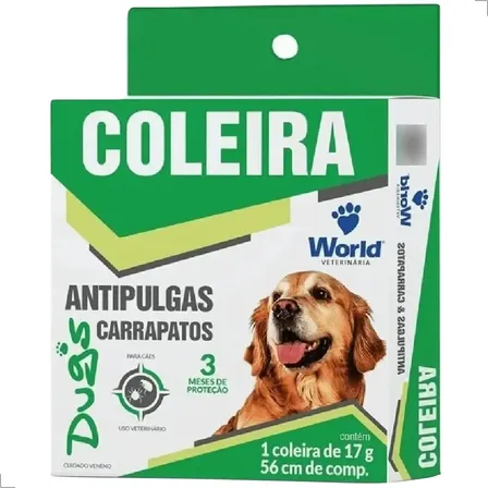 Coleira Para Cães Anti Pulgas E Carrapatos 56cm Dugs 17g PET