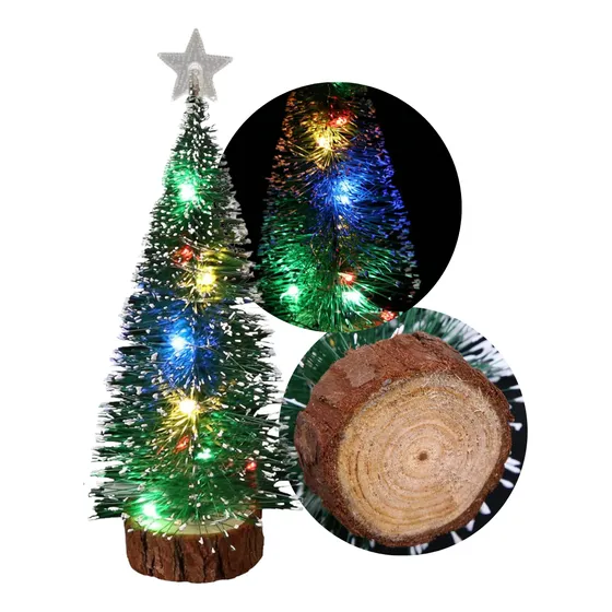 Mini Árbol Pinito Arbolito Nevado C/luces Navidad Navideño Color Verde