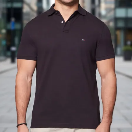 Camisa Polo Tommy Hilfiger Masculino 1985 Regular Black N/a Gg Liso
