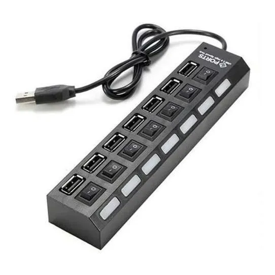 Hub Usb Extensor 7 Portas 2.0 Com Interruptor Lehmox Ley-02