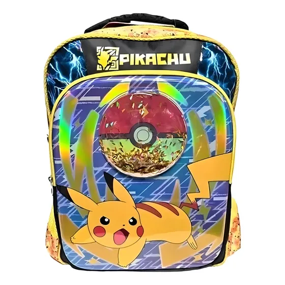 Mochila Escolar Grande Primaria Ruz Pokemon Pikachu 163470 Ball Color Amarillo Diseño de la tela Políester