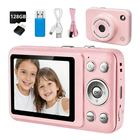 Câmera Digital Hd Ccd Maquina Fotografica Divertida Jogos Rosa