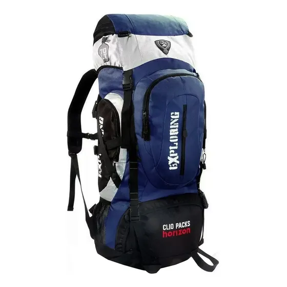 Mochila Camping Trilhas Viagem Impermeavel 70l Clio Mc5386 Cor Azul Desenho do tecido Liso