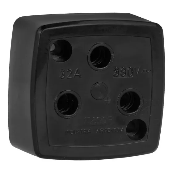 Toma Base Industrial 3x32a + Tierra Color Negro Kalop