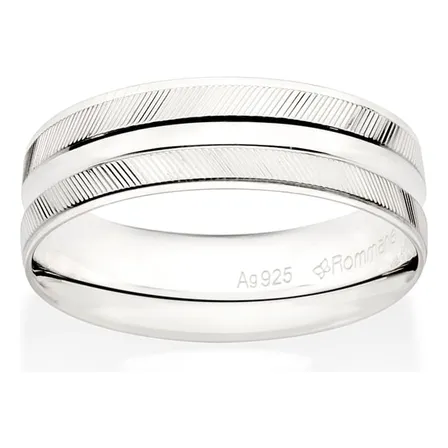 Aliança Rommanel Trabalhada Prata 925 810254