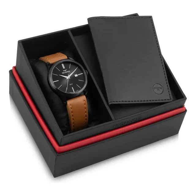 Kit Relógio Technos Masculino Steel Preto - 2115ubr/k0p Marrom Preto