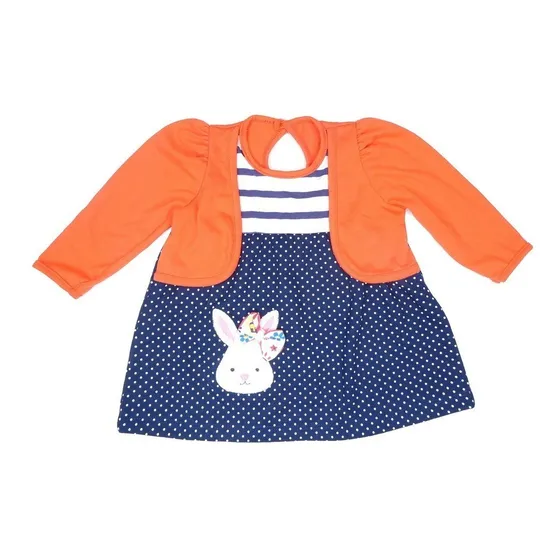 Vestido De Niña 2 Piezas Bebu Azul Marino/ Coral