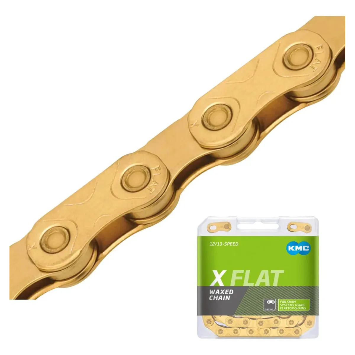 Corrente Kmc X-flat Dourada 12v 13v Flattop Sram T-type Axs Dourado