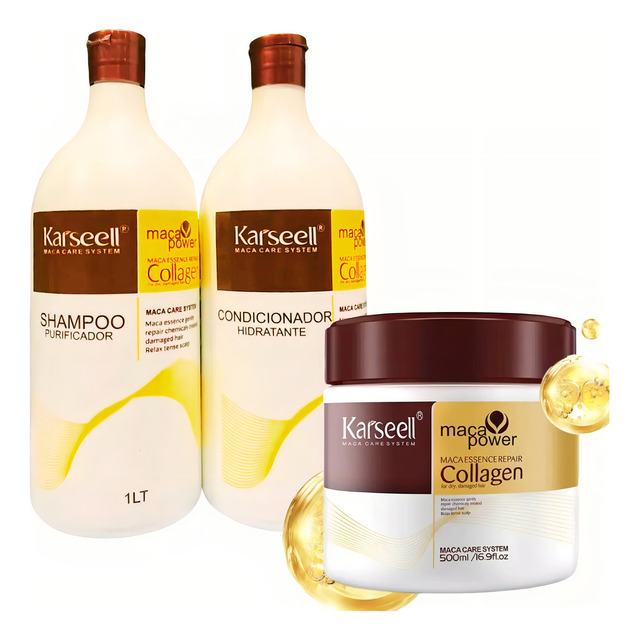 Kit Shampoo Condicionador Karseell Collagen 1l Máscara 500g Kit Shampoo Condicionador Karseell Collagen 1l Máscara 500g