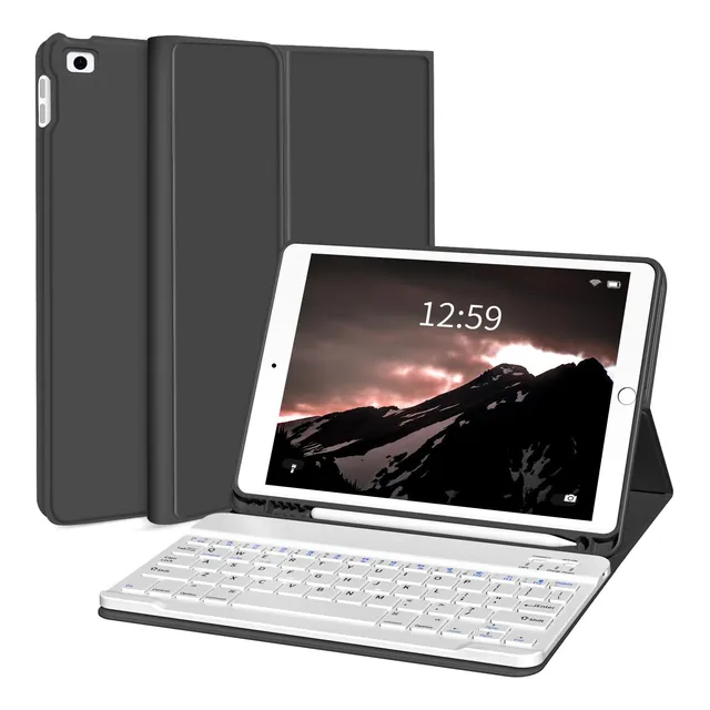 Funda Con Teclado Para iPad 5ta/6ta Generacion Negra 