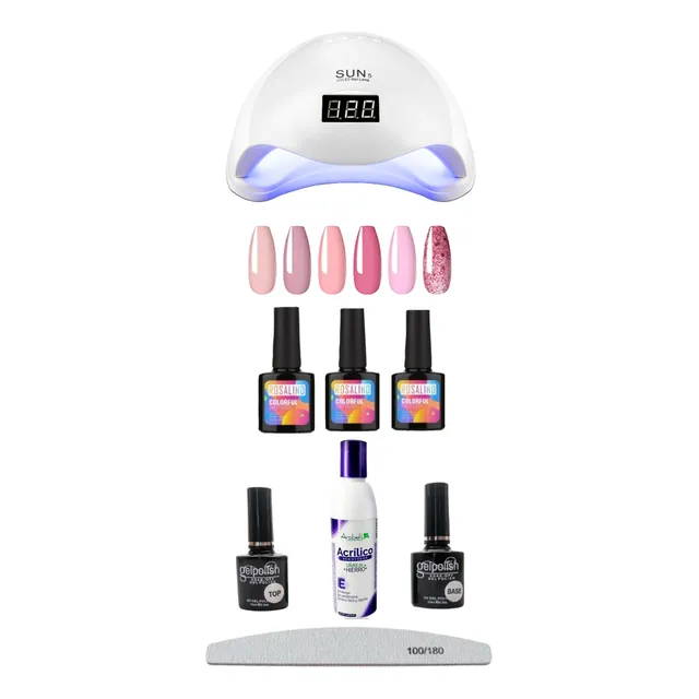 Kit Esmaltes Rosalind 10ml + Lampara Secado 48w + Removedor