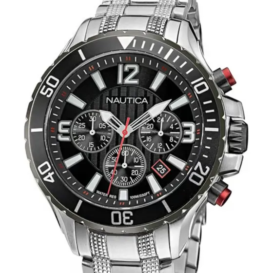 Reloj Hombre Nautica Napnss124 Plateado Plateado Negro
