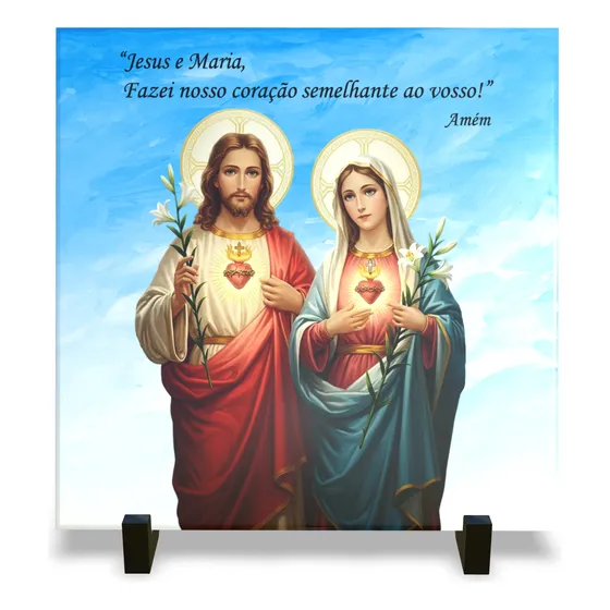 Azulejo Personalizado Sagrado Coração De Jesus Maria 15x15