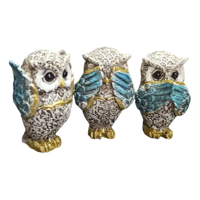Buhos Lechuzas Sabias Set Lechuza Ciega Sorda Muda X 3 Unid 