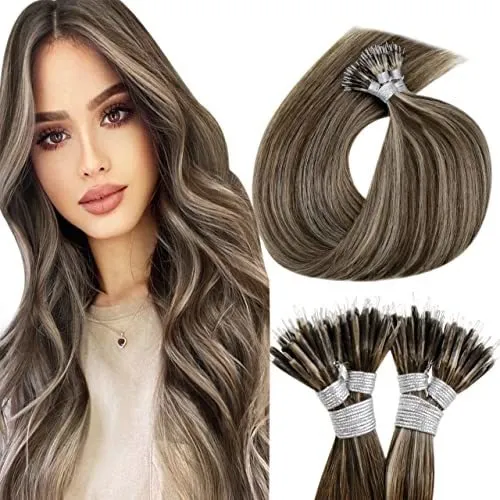 Hetto Natural Nano Anillo Extensiones Pelo Humano M5ygb