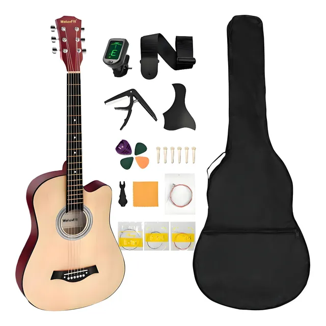 Guitarra Acústica Weluvfit Q350 Clasica Guitarras 38.5 Inch Con Bolsa Cuerdas Extra Afinador Digital Otros accesorios Color de la Madera