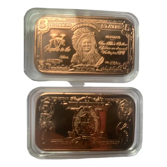 Robmar-usa-moneda Rectangular 1 Onza De Cobre-billete De $5
