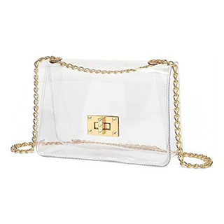Bolso Cruzado Transparente Para Mujer Con Cadena De Hombro Bolso Cruzado Transparente Para Mujer Con Cadena De Hombro