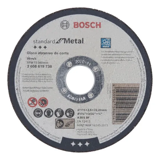 ( Pack 25 Unidades ) Disco Corte Metal 4-1/2x7/8x2,5mm Bosch