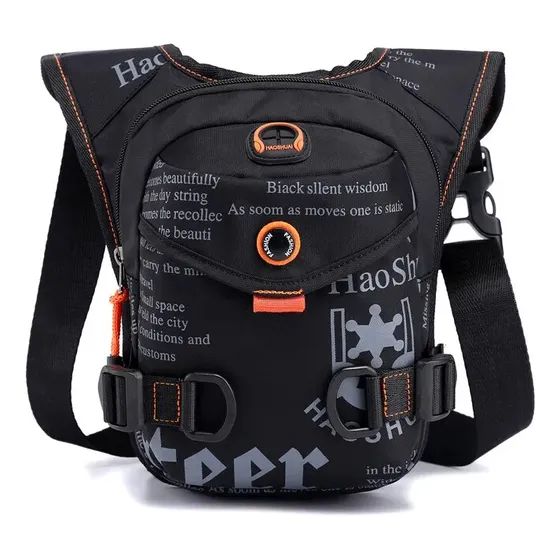 Bolso Impermeable Banano Bandolero De Pierna Deportivo Color Negro Diseño De La Tela Liso