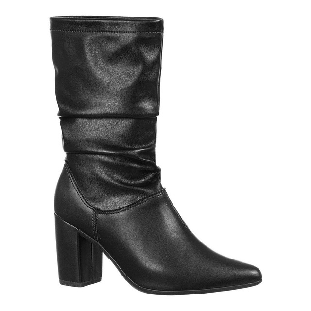 Bota Feminina Cano Curto Salto Grosso Sapato Bico Fino Moda Bota Feminina Cano Curto Salto Grosso Sapato Bico Fino Moda