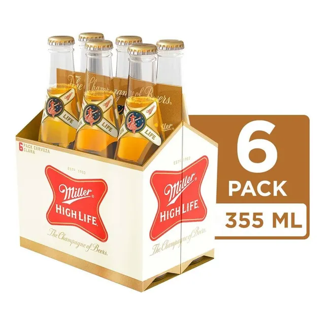 Cerveza Clara Miller High Life 6 Pack Botella 355ml