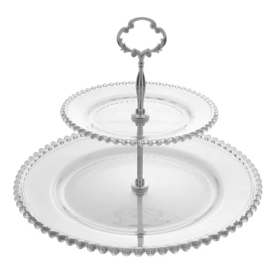 Porta Doces Duplo De Cristal Bolinhas Pearl Wolff 35212