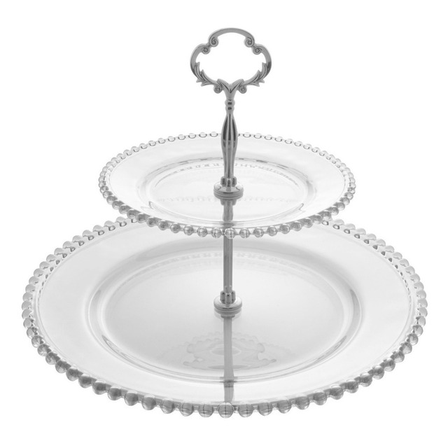 Porta Doces Duplo De Cristal Bolinhas Pearl Wolff 35212 Porta Doces Duplo De Cristal Bolinhas Pearl Wolff 35212