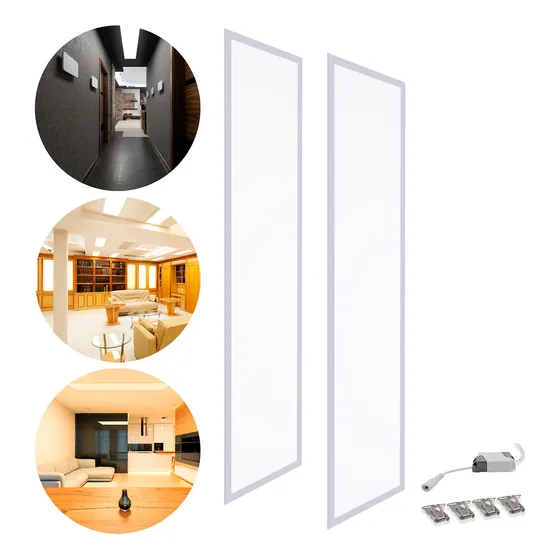 Kit 2 Luminaria Painel Embutir Led 32x122cm 50w Retangular