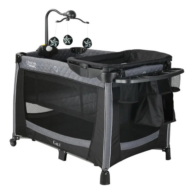 Cuna Corral Plegable Bebé Infanti Galy Con Móvil Músical Color Negro