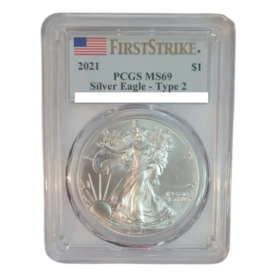 Usa 1 Dolar  Silver Eagle 2021 Type 2 Certificada
