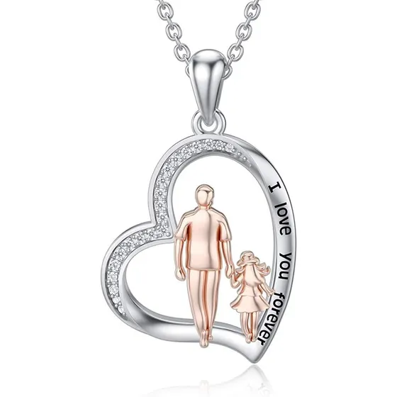 Collar Plata 925 Papá Hija Regalo Padre Baño Oro Rosa 