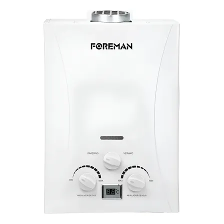 Calentador de agua instantáneo a gas Lp 6l por minuto Foreman blanco