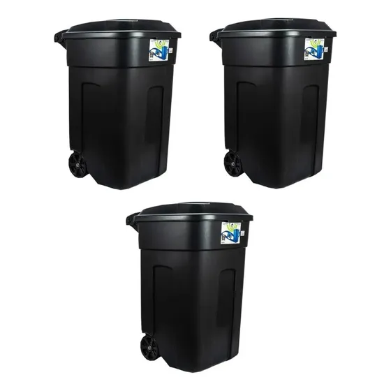 3 Tacho 135 Litros, Bote De Basura Con Tapa Y Ruedas