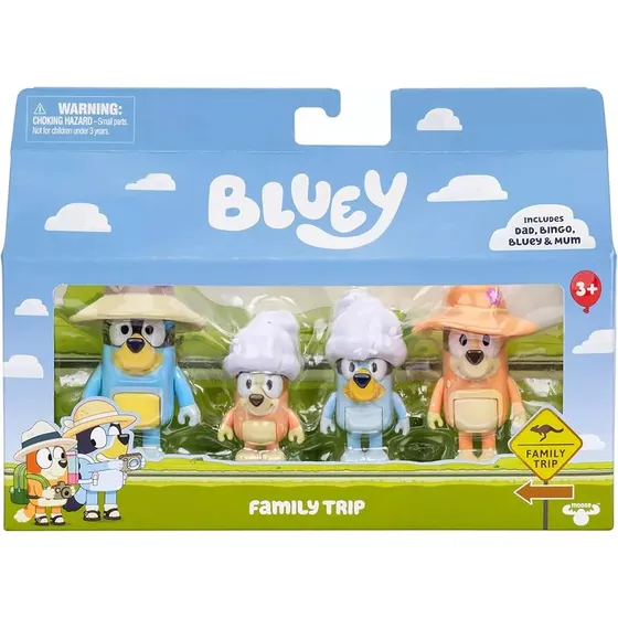 Set 4 Figuras Familia De Bluey Viaje Familiar 4-9 Cm