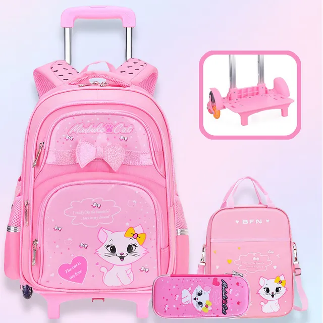 Kit De Mochilas Escolares Con 6 Rodante Ruedas Para Niñas Amoloria