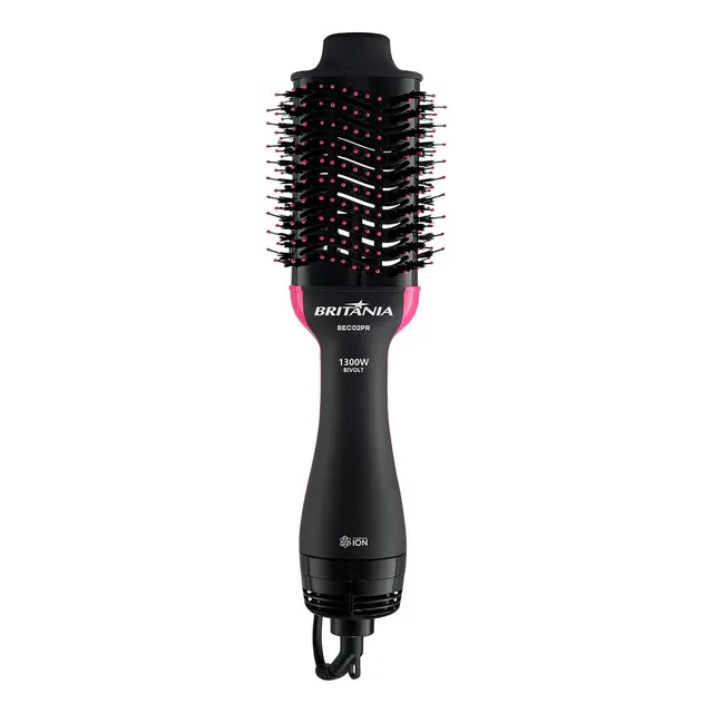 Britânia Escova Secadora Bec02pr 4 Em 1 1300w Cor Preto E Rosa