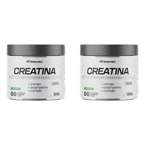 Kit 2 Creatina Monohidratada 300g Sabor Sem Sabor - Herbamed