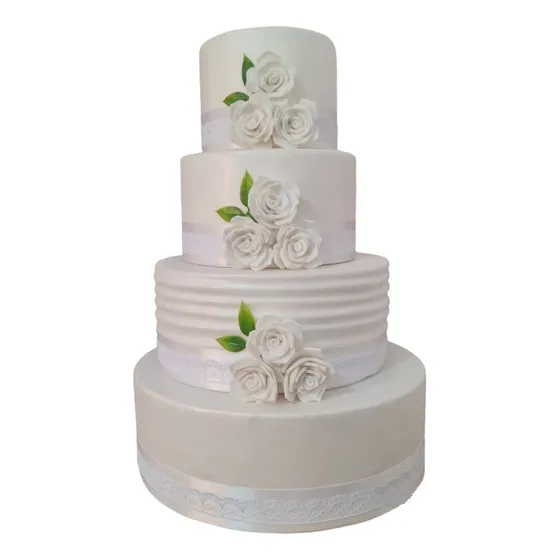 Bolo Fake Branco 30cm 4 Bases Casamento Fitas