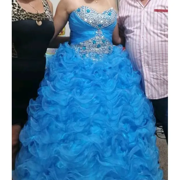 Vestido 15 Años D'limon Fashion Azul Turquesa Talla S