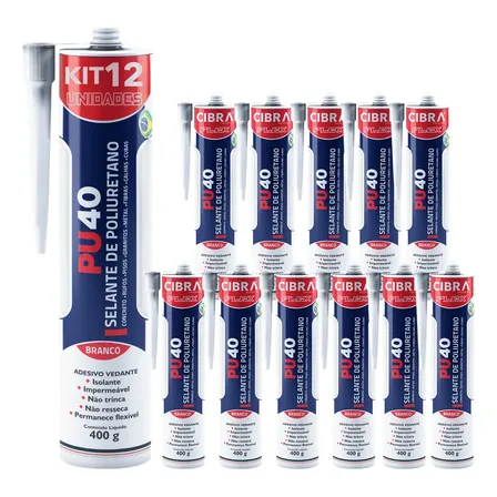 Kit 12 Selantes Pu 40 De Poliuretano Adesivo Vedante Branco