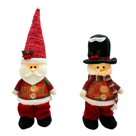 Enfeite Boneco Natalino De Feltro C/ Led 18cm X 48cm
