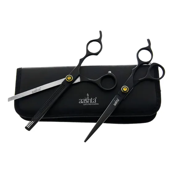Tijera Profesional Aashta 7 Acero Inoxidable Color Negro