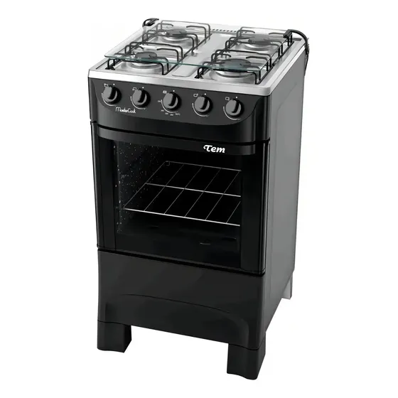Cocina Tem Mastercook glp color negro con puerta con visor | Cuotas sin interés