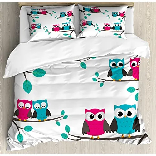 Ambesonne Dibujos Animados Duvet, Parejas De Búhos Ccj5y