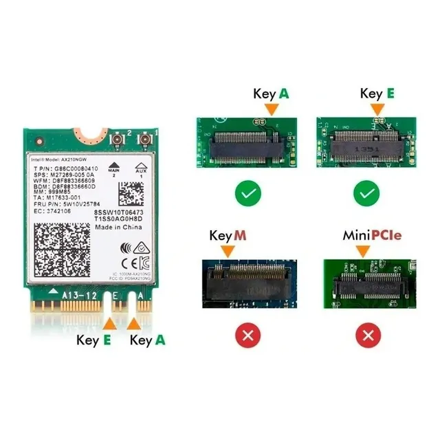 Tarjeta Wi-Fi Intel Ax210 de 5 GHz para portátil Wi-Fi 6e