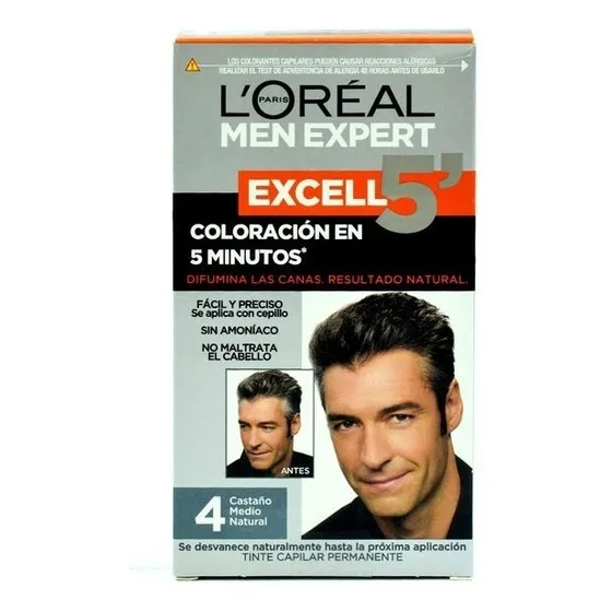 Kit Tinta L'Oréal Paris  Men expert excell 5' tono 4 castaño medio x 50mL