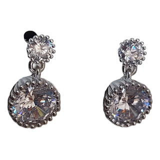 Aros Pasantes Colgantes Cubic X 2 Blanco Plata 925 Rodhinada Aros Pasantes Colgantes Cubic X 2 Blanco Plata 925 Rodhinada